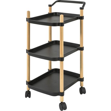 SoBuy Small Trolley 3 Tier Serving Trolley for Kitchen and Living Room, Vintage, SVW06-SCH (1/5)