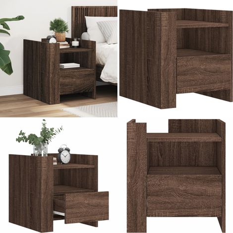 Nachttisch Braun Eichen-Optik 45x50x50 cm Holzwerkstoff - Nachttisch - Beistelltisch - Wohnzimmerschreibtisch - Eiche Optik - Massivholzmöbel - Home & Living (1/5)