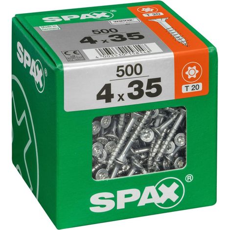 Confezione da 500 viti SPAX Torx in acciaio Testa Svasata, Diam.4 mm x L.35 mm SPAX