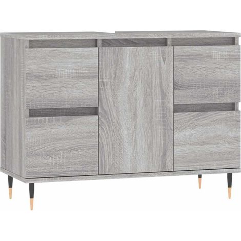 Maison Exclusive - Badschrank Grau Sonoma 80x33x60 cm Holzwerksto