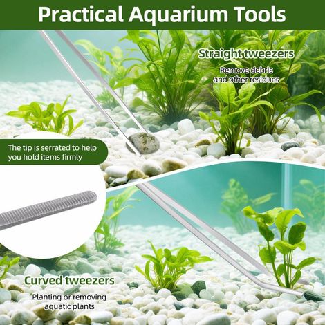 Aquarium Kit Outil, 6 en 1 Aquarium Aquascaping Kit, INOX réservoir d'eau Réservoir Eau Plante Pinces Ciseaux Outils Set,Pinces d'alimentation pour Reptiles,Plantes Aquatiques et Terrarium (1/5)