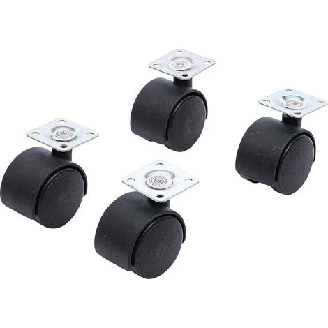 Jeu de 4 Roulettes Doubles de Direction D.40 mm - Acier, Résistantes et Maniables, 4 pcs - D-Work