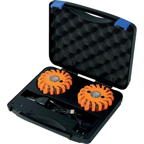Valise de 2 balises LED magnétiques, rechargeables - TALIAPLAST (1/5)