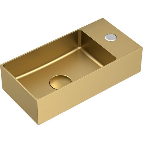 Swiss Aqua Technologies Aurum Lavamano in acciaio inox 304, 36x18x9cm, PVD oro spazzolato (SATAUR3618BG) (1/3)