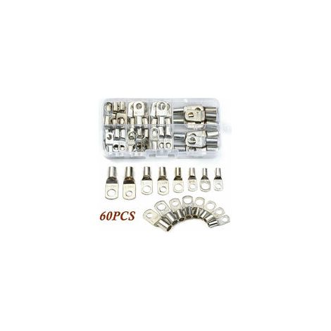 60 Pcs Cosses Électrique Trou boulon en Cuivre Étamé Connecteurs SC à sertir/souder pour câble de 6m㎡ 8m㎡ 10m㎡ 16m㎡ 25m㎡ (1/5)