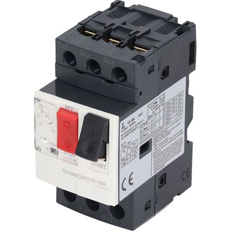 Disjoncteur moteur triphasé avec protection contre les surcharges et bouton de démarrage manuel, 690 V CA, GV2-ME20C, 13-18 A (1/5)