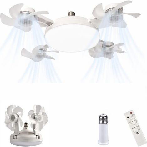 Ceiling fan with remote control, E27 lamp holder, 3 color temperatures, 3 wind speeds (4 fan heads) (1/5)