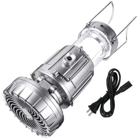 LED-Solar-Campinglampe, leistungsstarke Campinglampe mit externem Akku, wasserdicht und winddicht, wasserdichte Campinglampe mit Lüfterfunktion zum Wandern, Camping-Set [Energieklasse]