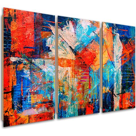 Quadro deco panel 3 paneli, Mano di astrazione arancione -pinto - 60x40 (1/5)