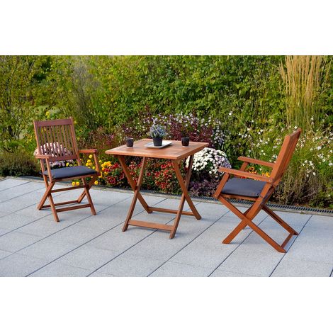 Rio Set 5tlg 2 Sessel Auflagen Tisch 70x70cm