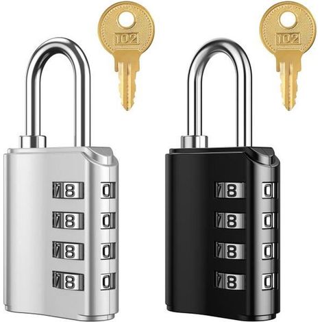 lucchetti a combinazione per valigie, bagagli, scuola, palestra (nero + argento)