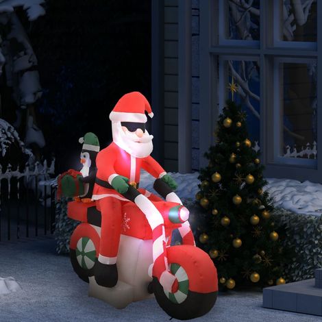 Décoration de Noël - Père Noël gonflable sur moto LED IP44 160 cm -WYW78467 (1/5)