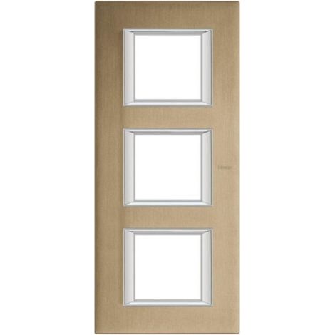 Bticino Cofrel HA4802/3NX Plaque Verticale Axolute Titane – 3 x 2 modules entraxe 71mm