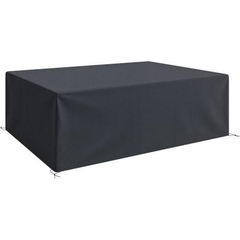 600D Oxford Outdoor Garden Furniture Sofa Set Cover, Waterproof Anti-UV Rattan Sun Lounger Protection Protector Cover, 275L x 205W x 90Hcm, Black