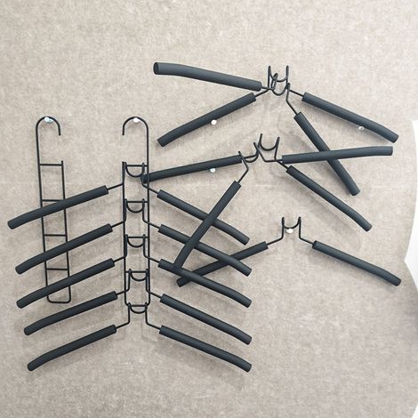 Heavy-Duty Space-Saving Hanger That Can Hang 10 Clothes - 5-In-1 Multi-Layer Metal Hanger [2 Sets], with Non-Slip Foam Padding, Stackable Expansion Design, Suitable for Coats, Sweaters, Suits, Pants,  (1/5)