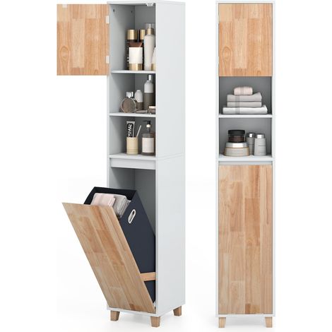 Badezimmerschrank mit waschekorb und 2 offenen regalboden 227542860 227542860 (1/5)
