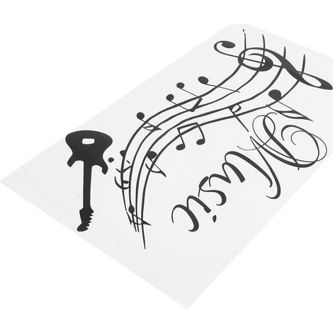 Sticker Mural Facile à Décoller Note de Musique Autocollant DIY en Pvc Noir Décoration Murale Musicale Élégante pour Décorer Portes et Portes Vitrées (1/5)