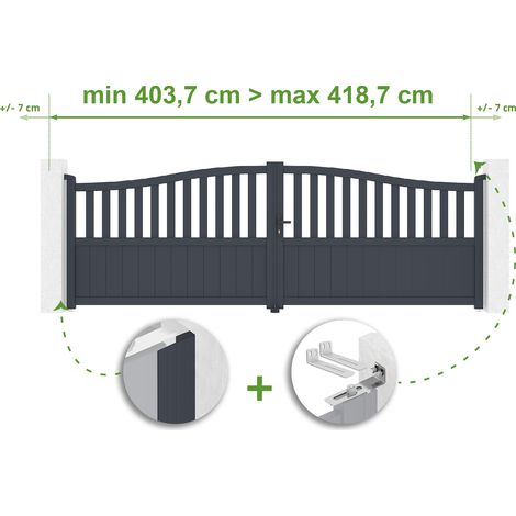 Verstellbares Flügeltor Breite 4m MEIJE H.140cm grau Aluminium (1/4)