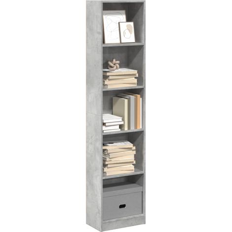vidaXL Libreria Grigio Cemento 40x24x176 cm in Legno Multistrato