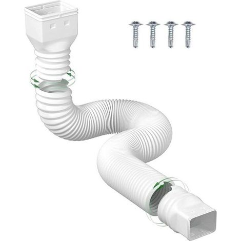 Rallonge de tuyau de descente, raccord de gouttière flexible pour tuyau d'évacuation des eaux pluviales (blanc) 1,5 m (dans un diamètre de 110) (1/4)