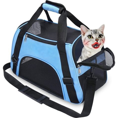 Sac de transport pour chat, idéal pour voyager avec des animaux de compagnie, confortable, portable et pliable. (1/5)