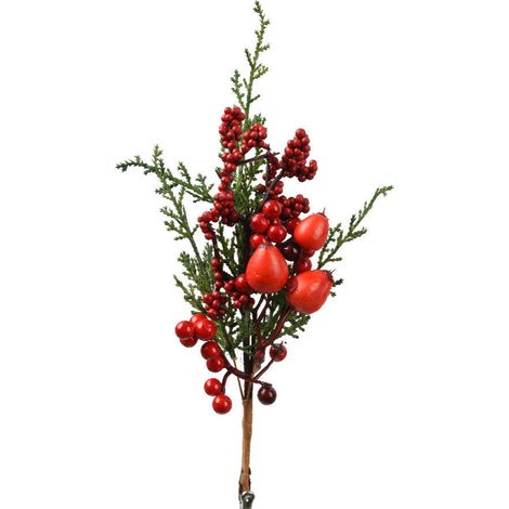 Ramo decorativo con bacche per addobbi floreali, decorazione natalizia da 25 cm (1/4)