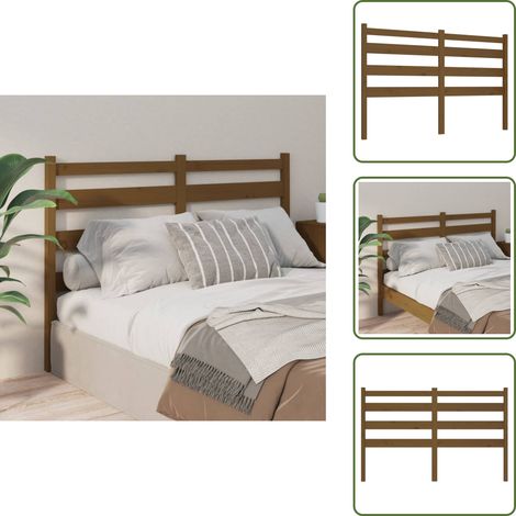The Living Store Cabecero de cama madera maciza de pino marrón miel 126x4x100 cm - Madera maciza