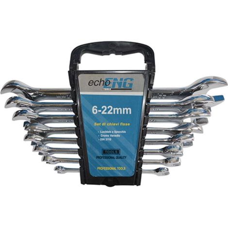 Serie Kit Set 8 pz chiavi inglesi fisse doppie forchetta cromo vanadio 6 - 22 mm