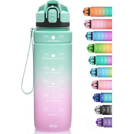Trinkflasche Kinder Auslaufsicher BPAfrei 32oz-lgreenlpurple 1000 ml (1/5)