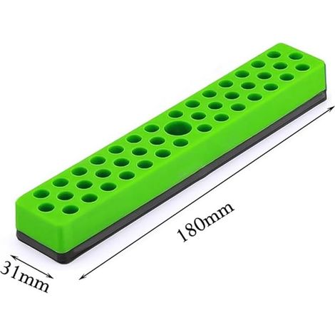 Support de rangement pour embouts hexagonaux de 6,35 mm – Organiseur à 43 emplacements pour accessoires de tournevis, pour une gestion durable des outils en plastique, rouge/vert/bleu (1/2)