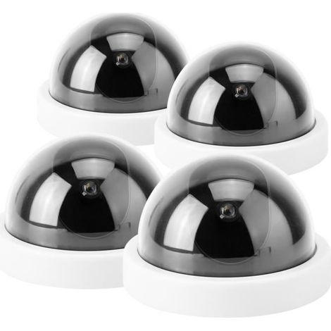 (Weiß) 4 analoge Dome-Kameras, Attrappen von Sicherheits-Überwachungskameras mit blinkender LED (Weiß) DQFRANCE (1/4)