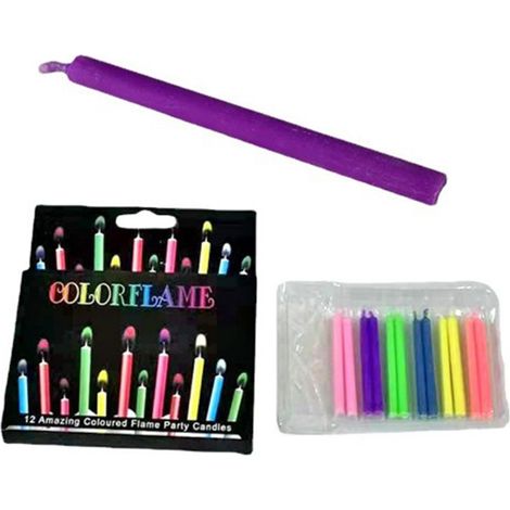 12 Bougies Flamme Colorée Multicolore Décoration Gâteau Anniversaire Fête (1/5)