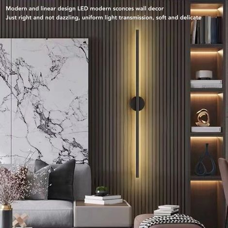 Moderne lineare LED-Wandleuchte mit 3000K warmweißem Licht für Wohn-/Schlafzimmer (80,5 cm, Aluminium/Eisen)