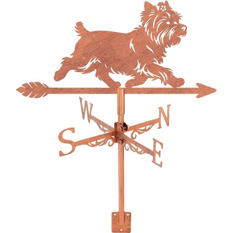 Yorkshire Terrier Weathervane Wind Direction Indicator Measuring Instrument Installation Outdoor Garden Weathervane for Garden Farm Back Yard Belvedere Barn Art Copper Red (1/5)