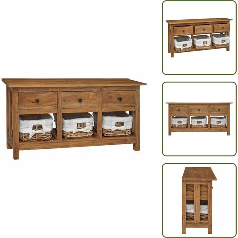 Buffet bois d'acajou massif 100x30x50 cm - Buffet Vintage - Buffet Rustique - Meuble Rangement - Meuble Salon - Meuble Chambre