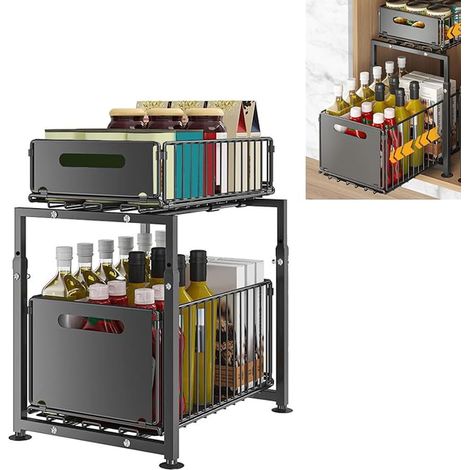 Storage Tier Metal Drawer Organizer Height Organizer Household Products Storage Kitchen Storage Kitchen Office Bath (1/4)
