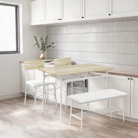 Ensemble table et 4 chaises avec rangement pour petit espace oak (1/5)
