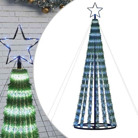 Un sapin de Noël à LED, équipé de 275 lumières LED bleues, d'une hauteur de 180 cm. (1/5)
