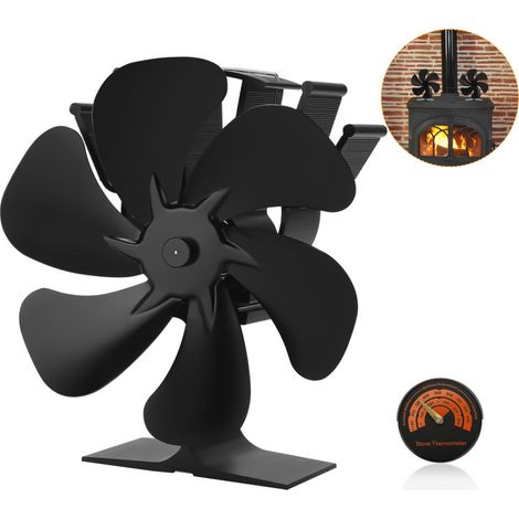 SWANEW Ventilatore per caminetto elettrico Altri accessori per caminetti Soffiatore per stufe Soffiatore a 6 lame con termometro (1/5)