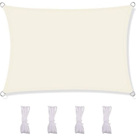 Rectangular shade sail, waterproof and UV resistant, for patio, garden, lawn, 2 x 3 m, beige (1/5)