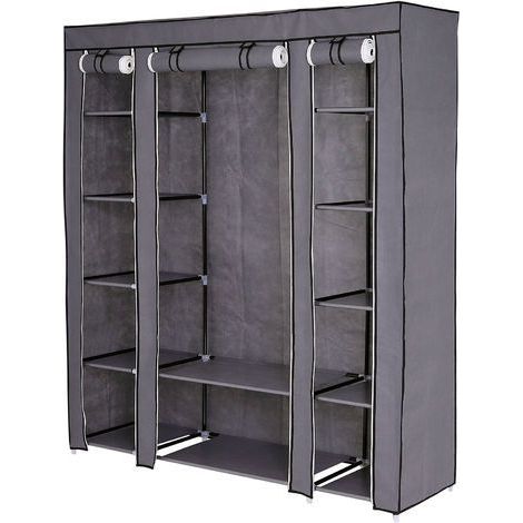 dibea Stoffschrank 175x150x45 cm (Kleiderschrank, Faltschrank), grau (1/5)