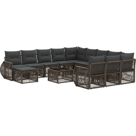 Conjunto de sofás de jardín 13 pcs Gris ratán sintético vidaXL (1/5)