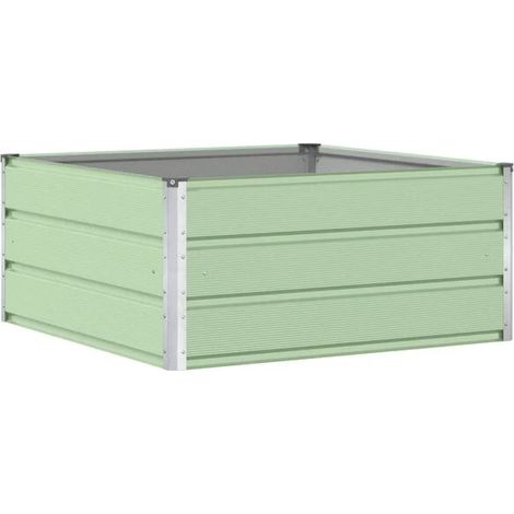 Pot de fleurs vert clair, 100 x 100 x 45 cm, en acier. (1/5)