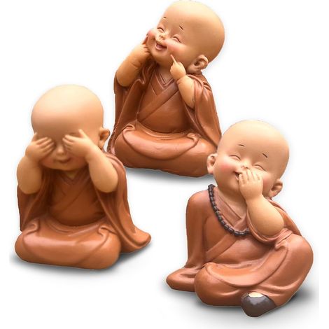 Trio de Statues "Sages Singes" (7 cm), Ne Rien Voir/Entendre/Dire, Décoration Zen et Cadeau Unique (1/5)