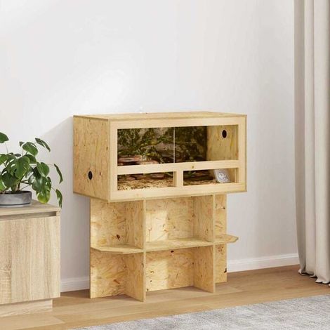 Conteneur en verre brun, dimensions 80 x 40 x 90 cm, panneau OSB.