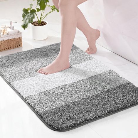 1 Tapis De Bain Microfibre Antidérapant Absorbant Séchage Rapide Doux Pour Salle De Bain Douche 40x60 Cm Gris (1/5)