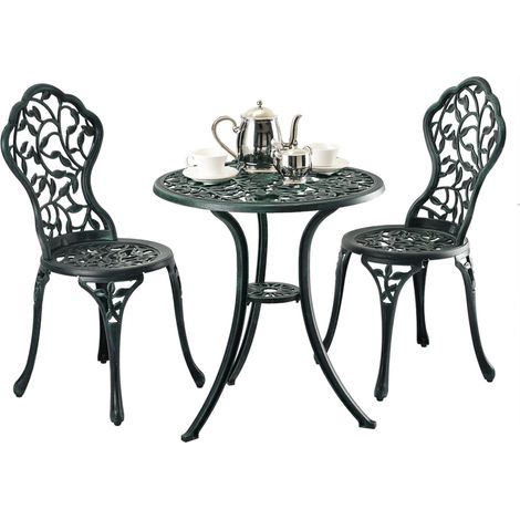 3 teiliges bistro set aus metall - tisch stuhle