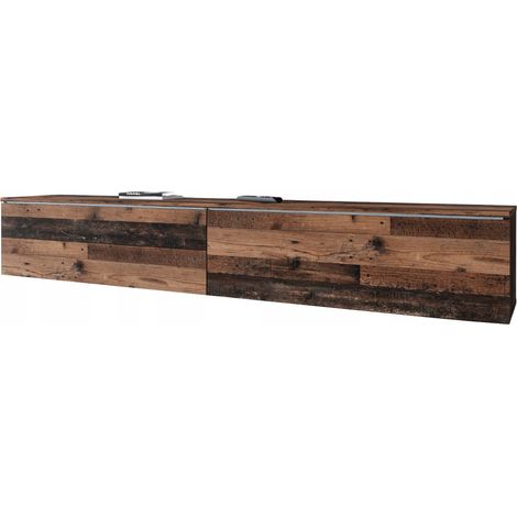 Mueble para TV de 180 cm para salón, sin tiradores, mate, de pie o suspendido, estilo antiguo. (1/5)