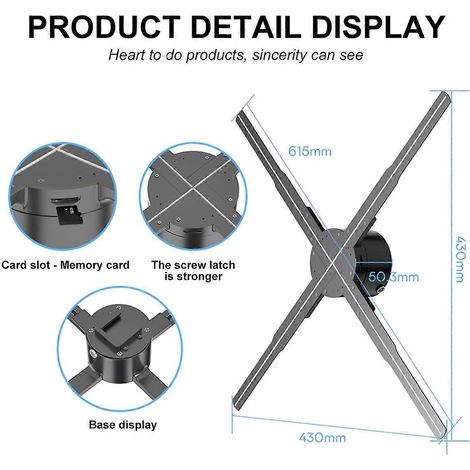 WiFi 3D-Hologrammprojektor 615 mm 722 LED Holografischer Player Stecker--