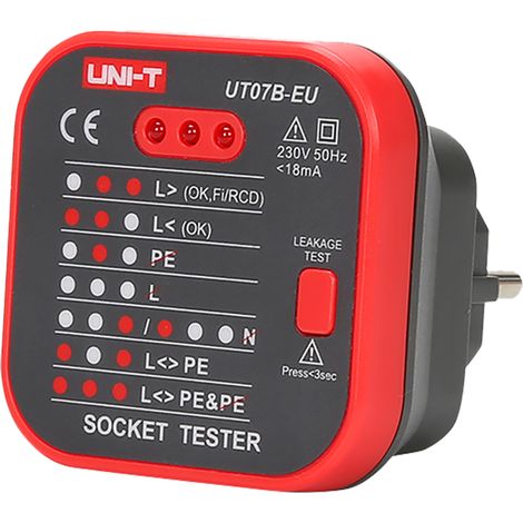 Enchufe uni-t ut07b-eu comprobador RCD 230 V